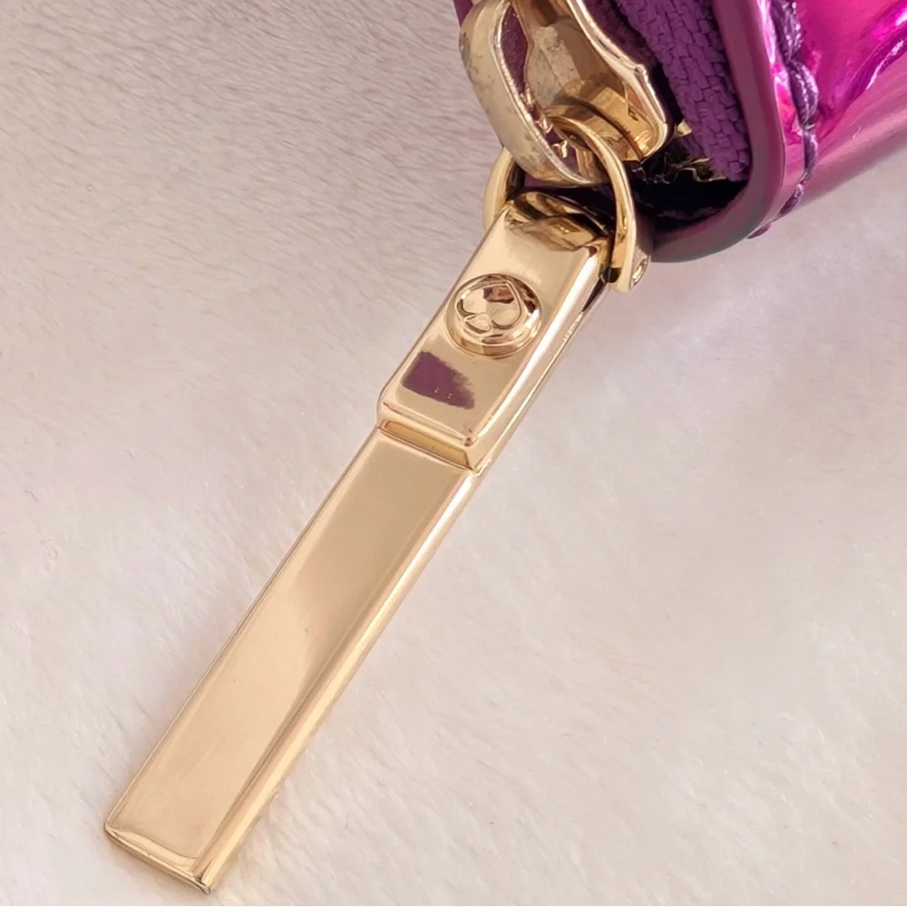 Kate Spade Fuchsia Metallic zip around wallet with Storybook Lining Rare find